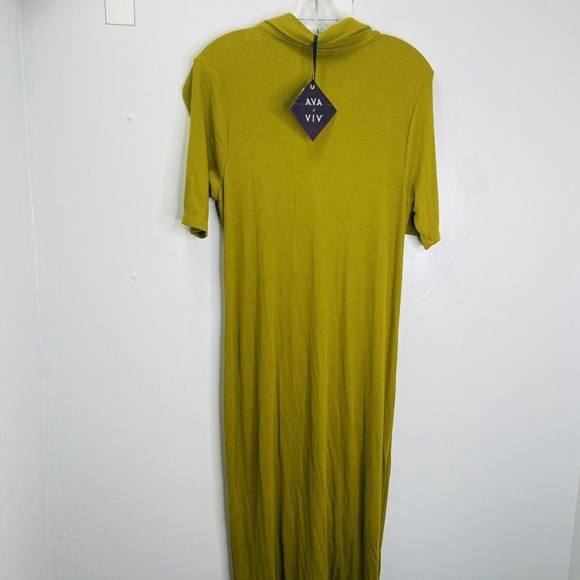 Ava & Viv Women's Short Sleeve Shirred Button-Down T-Shirt Dress - Picture 4 of 4